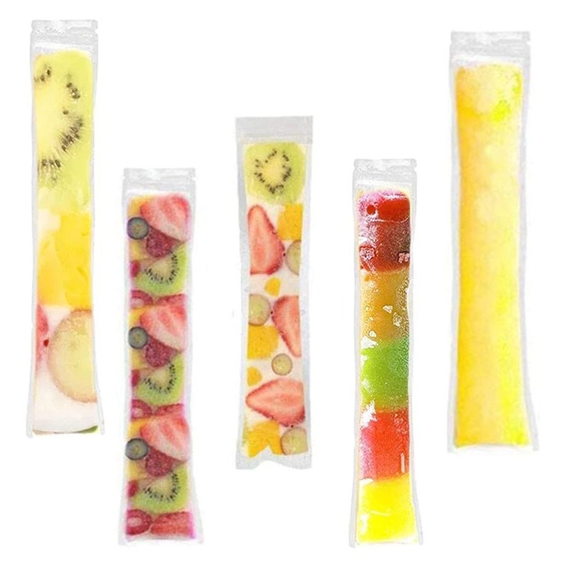 N/M 200 Pack Ice Popsicle Molds Bags - Zip-Top Disposable DIY Ice Pop Mold Bags - Summer Ice Pop Pouch with 4 Ice Pop Sleeves & 1 Silicone Funnel for Yogurt, Ice Candy,Yogurt, or Freeze Pops - Image 4